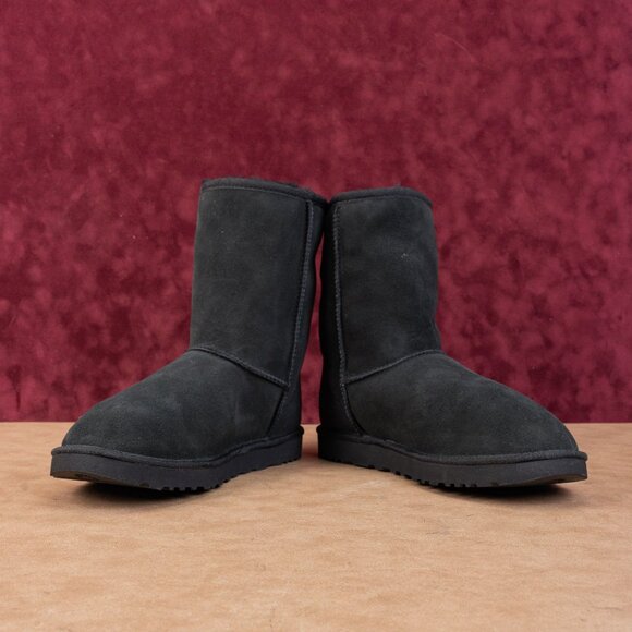 UGG Women Classic Short II Black Suede Shearling Lined Winter Boots sz 10 - Picture 2 of 8